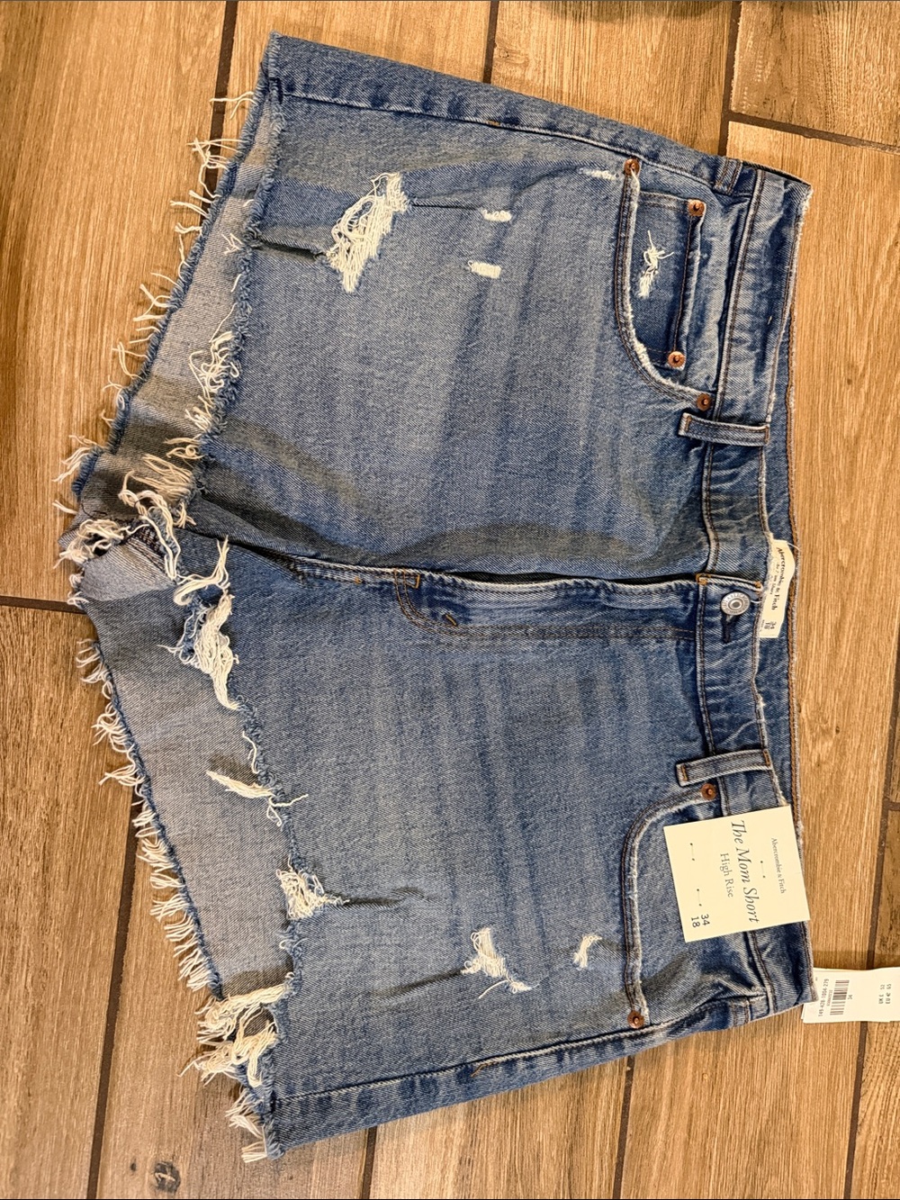 Abercrombie & Fitch Frayed Distressed Denim Shorts - Blue